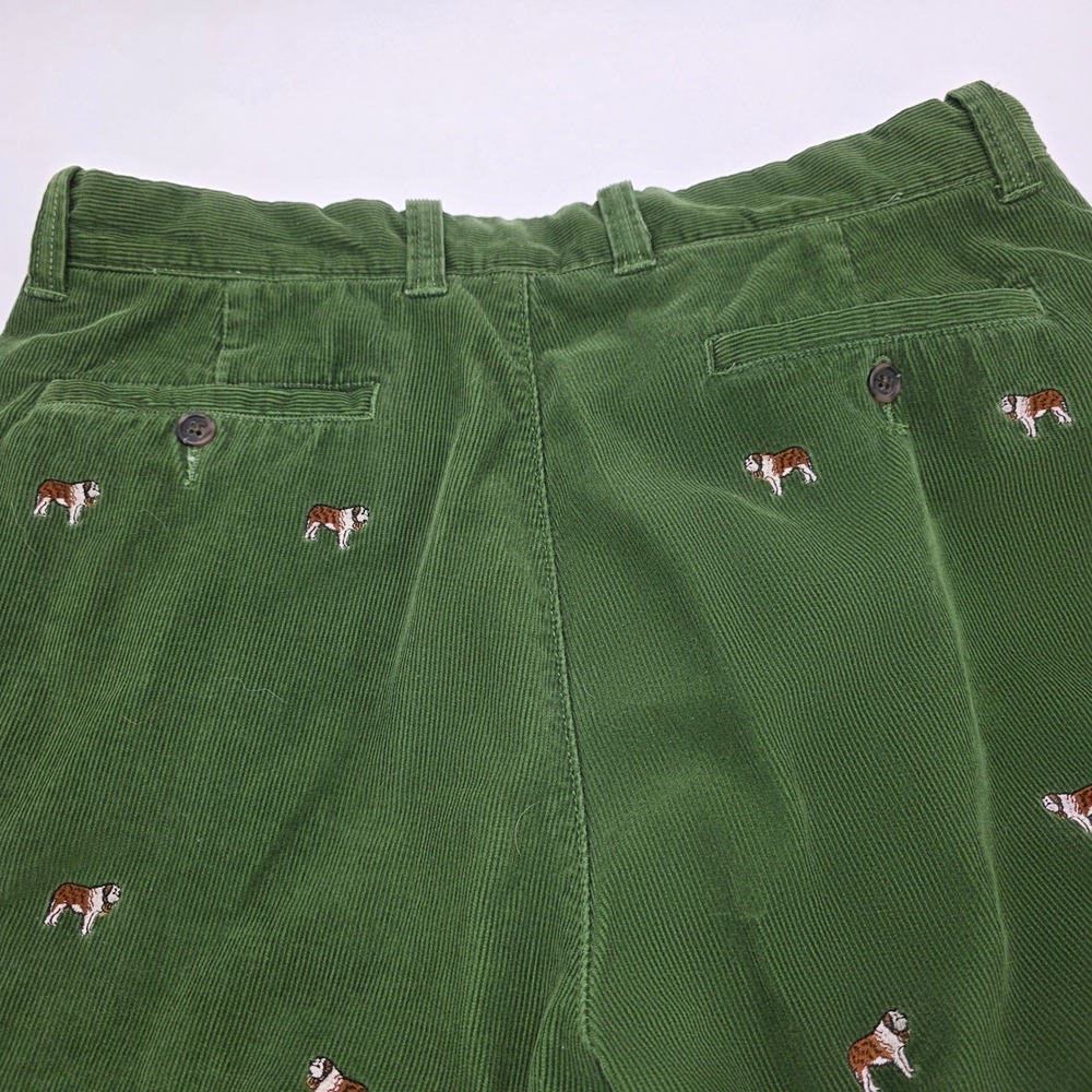 J Crew Mens Green Corduroy Bulldog Embroidered Pants Size 36x34 - Picture 4 of 6